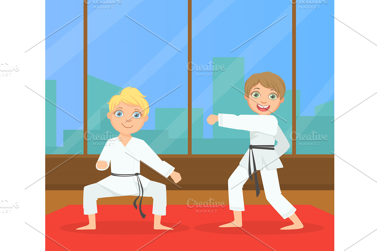 Boys Asian Martial Art Fighters, a Sport Illustration by TopVectors