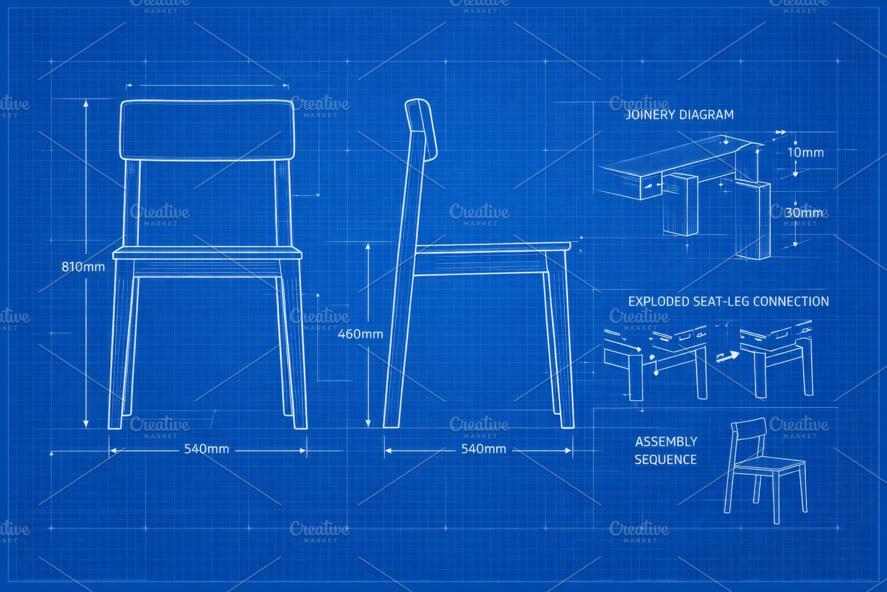 Chair blueprint design schematic sho, a Photo by Dvoevnore photos