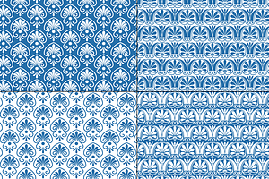 Blue White Greek Ornamental Patterns