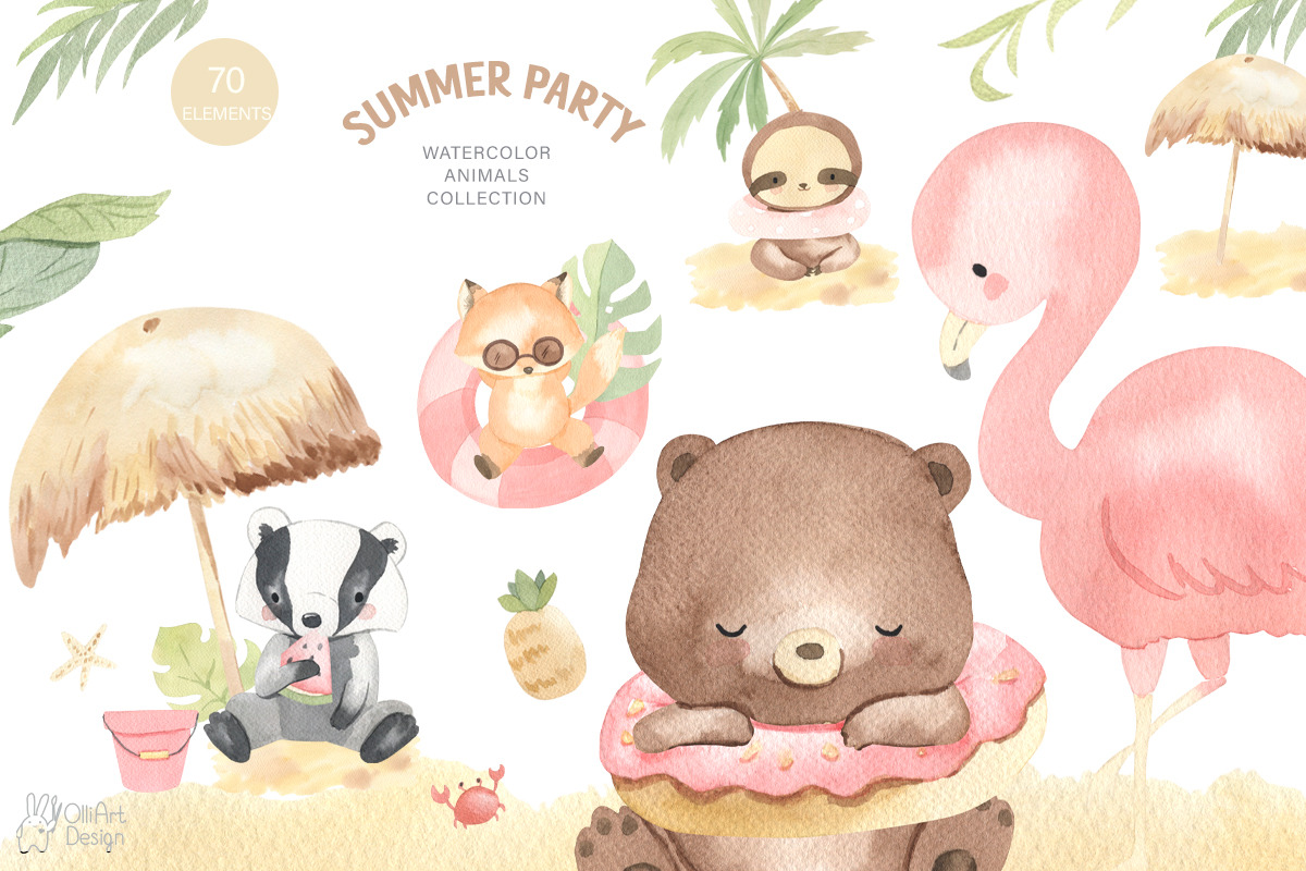Kids BUNDLE. Watercolor, an Animal Illustration by OlliArtDesign (Photo 10 of 22)