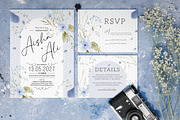 Blue Flowers Wedding Invitation, an Invitation Template by Aarley Kaiven (Thumbnail 1 of 3)