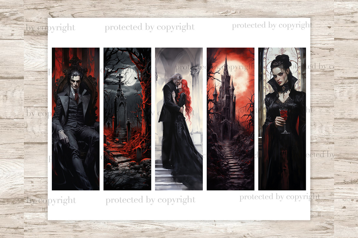 Vampire Bookmarks Printable, a Person Illustration by GlamArtZhanna (Photo 2 of 3)
