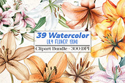 Watercolor Lily Flower Boho Clipart, an Illustration by DreamCafeArt (Thumbnail 1 of 5)