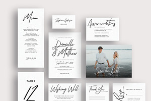 Typography brush script invitations