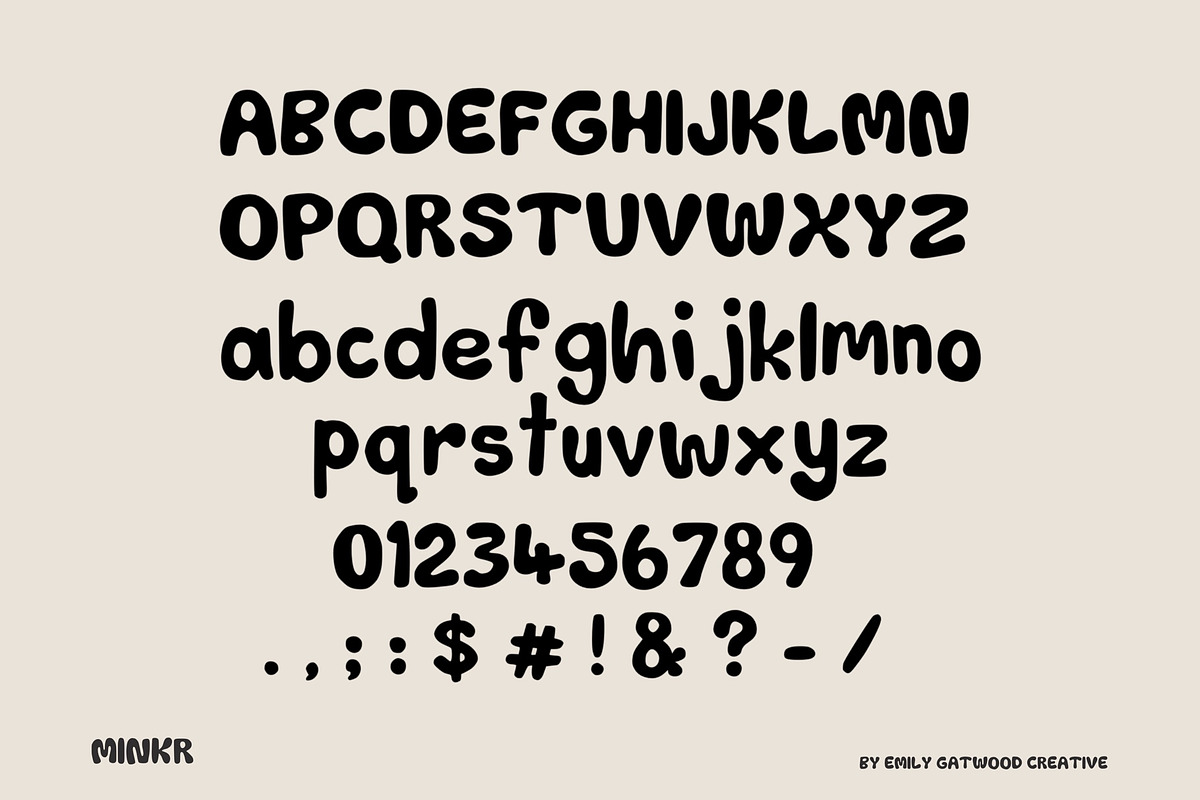 Minkr- perfectly imperfect & chunky, a Font by EmilyGatwood (Photo 3 of 8)