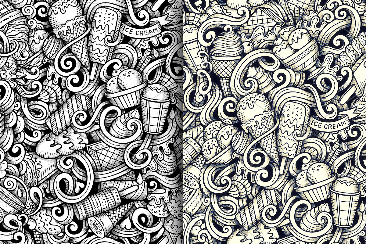 Ice Cream Graphics Doodle Patterns, a Pattern Graphic by BALABOLKA (Photo 3 of 6)