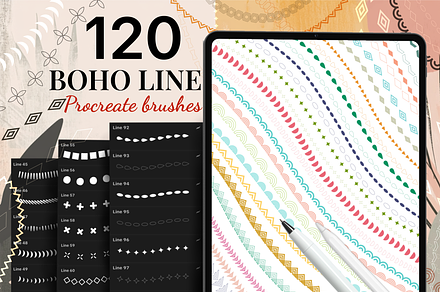 Procreate Boho Line Brushes, a Brushes & More by HopeArtIllustration