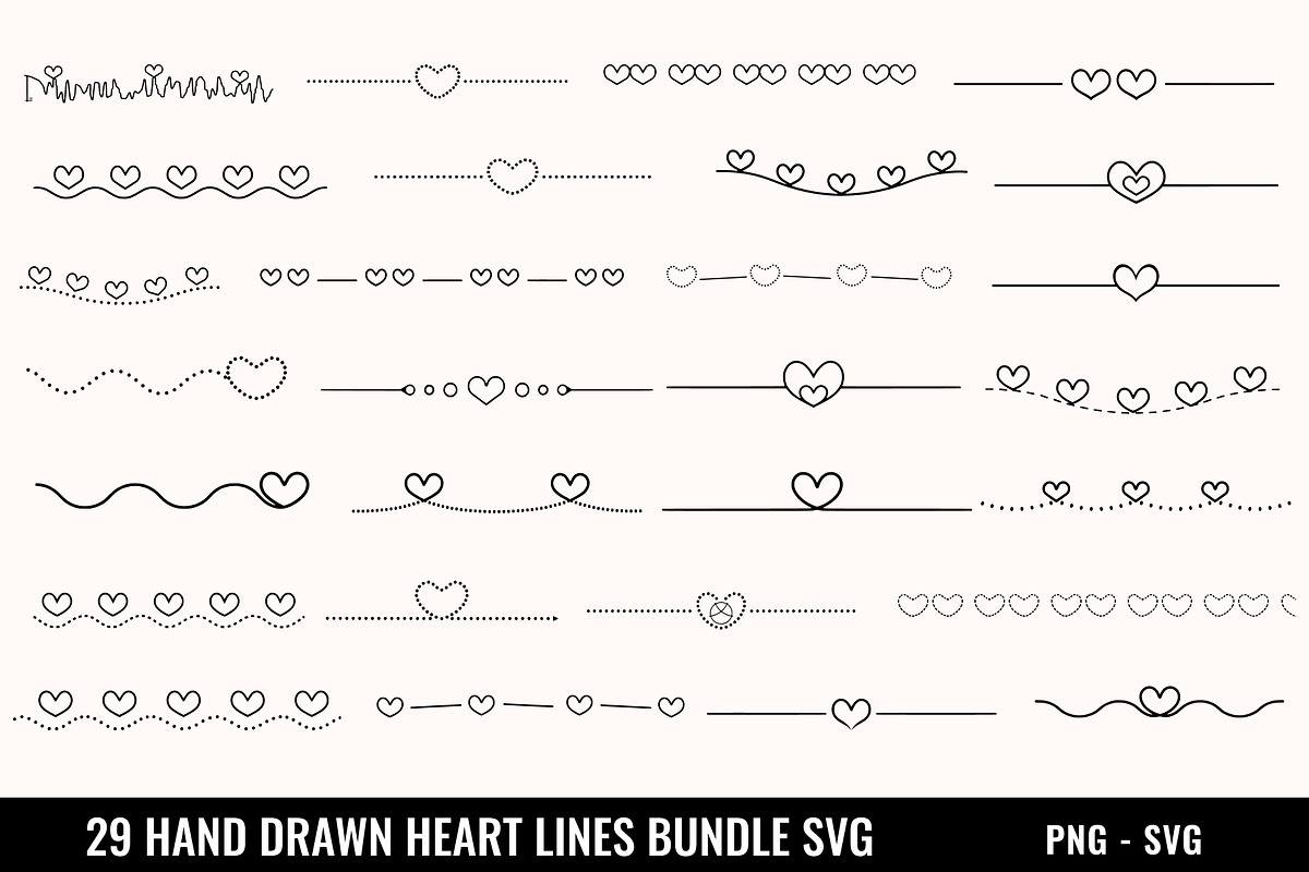 29 Hand Drawn Heart Lines Bundle SVG, an Object Illustration by BoudaTemplate