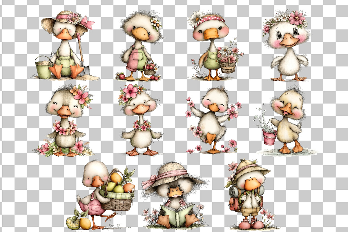 Summer Goose Watercolor Clipart PNG, an Animal Illustration by Nicolle's Colorful Art (Photo 3 of 3)