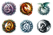 Watercolor Christmas Dragons Clipart, an Illustration by SinaCreation (Thumbnail 4 of 7)