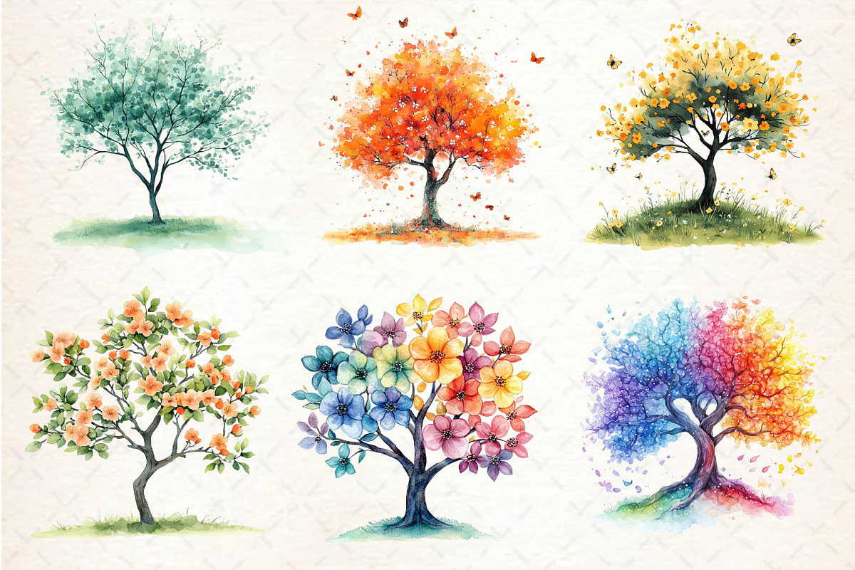 Pastel Spring Trees Clipart, an Illustration by Dream Creation (Photo 2 of 5)
