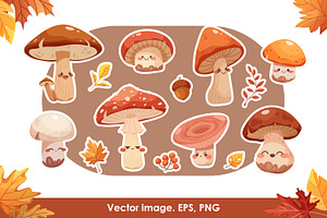 Kawaii Mushrooms Stickers