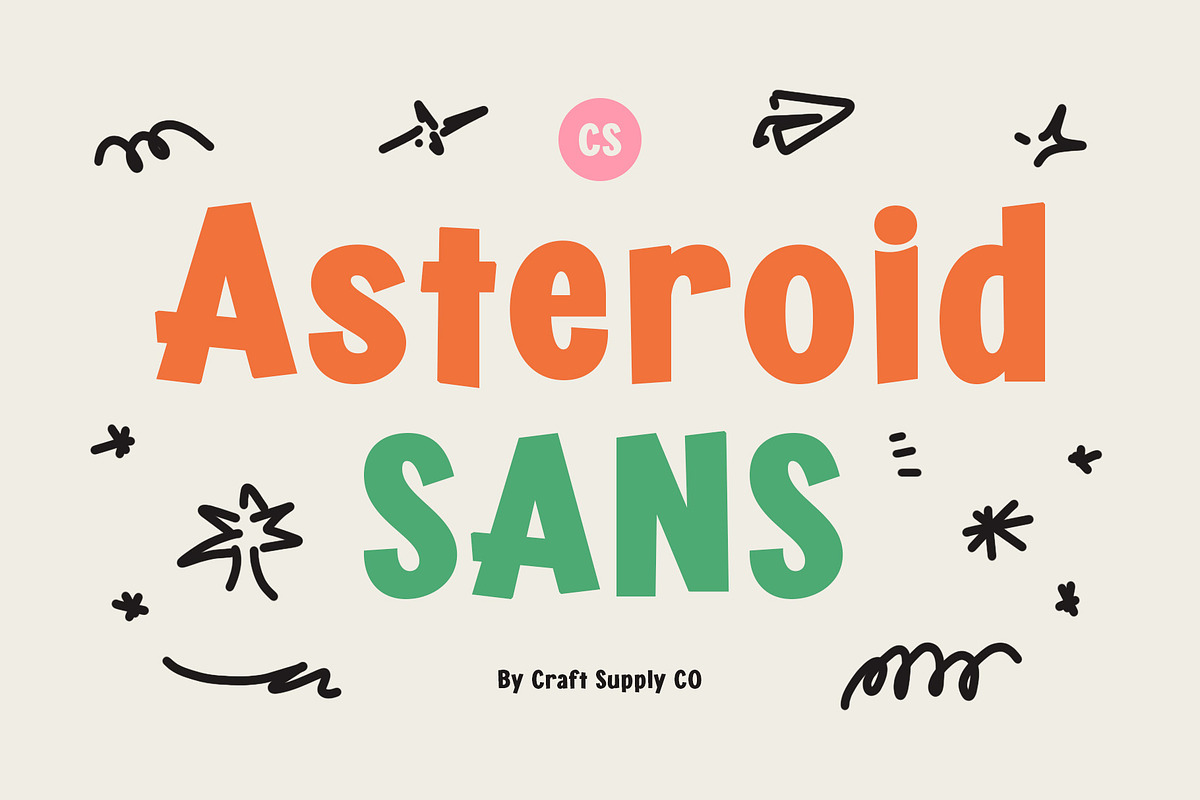 CS Asteroid – Fun Font, a Sans Serif Font by Craft Supply Co. (Photo 1 of 8)
