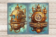 Steampunk Junk Journal Pages, a Transportation Illustration by GlamArtZhanna (Thumbnail 6 of 9)