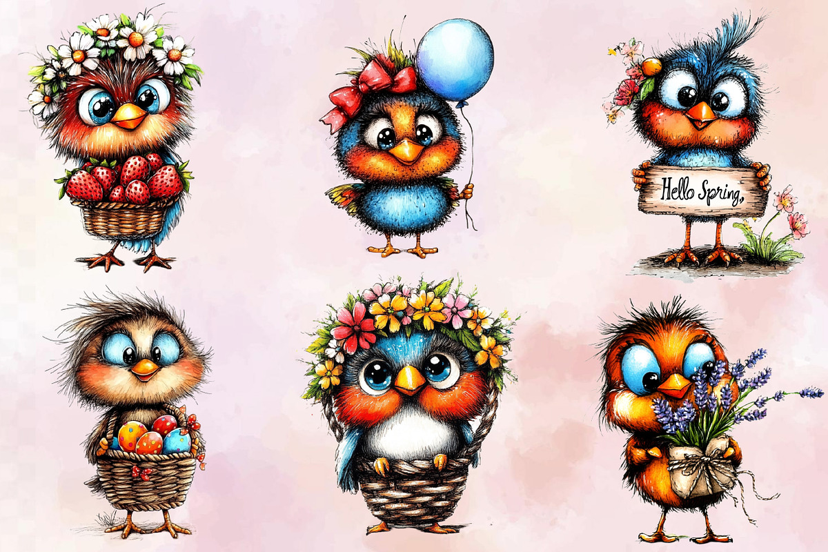 Spring Cute Baby Birds Sublimation C, an Illustration by SVGArt (Photo 5 of 9)