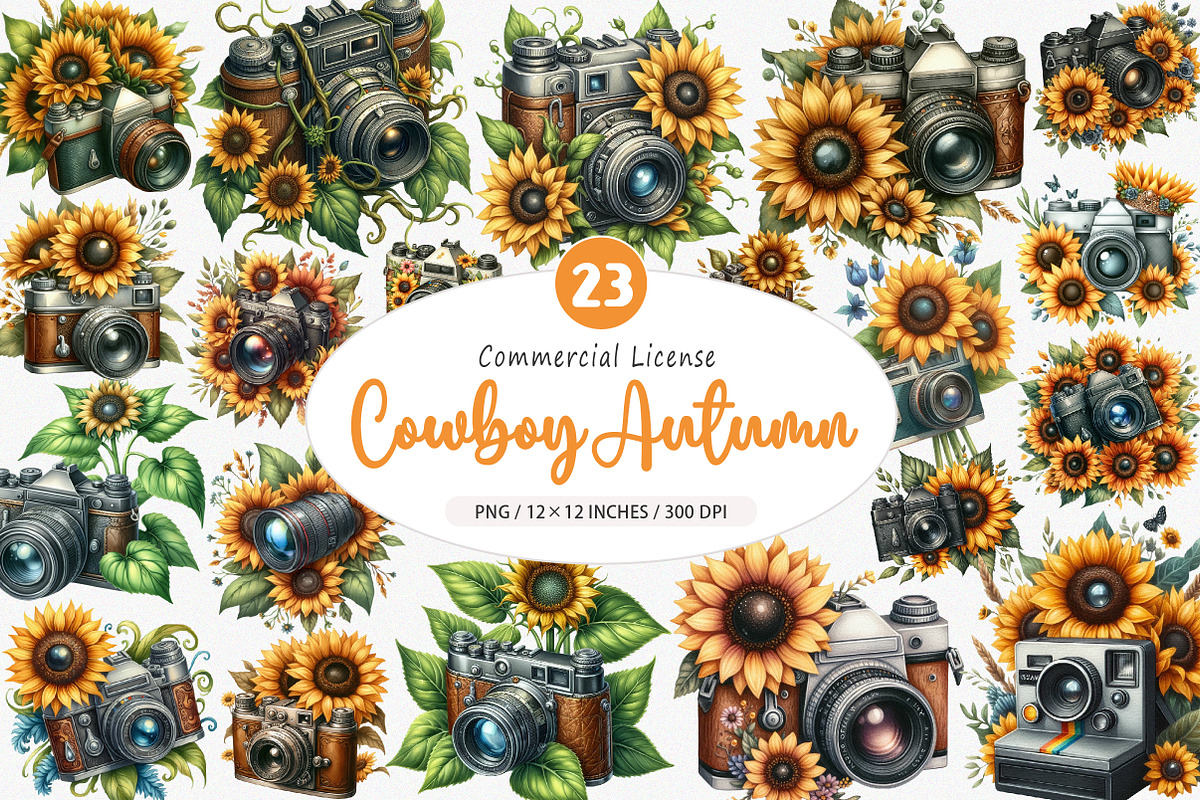 Floral Vintage Camera Clipart, an Illustration by SinaCreation (Photo 1 of 5)