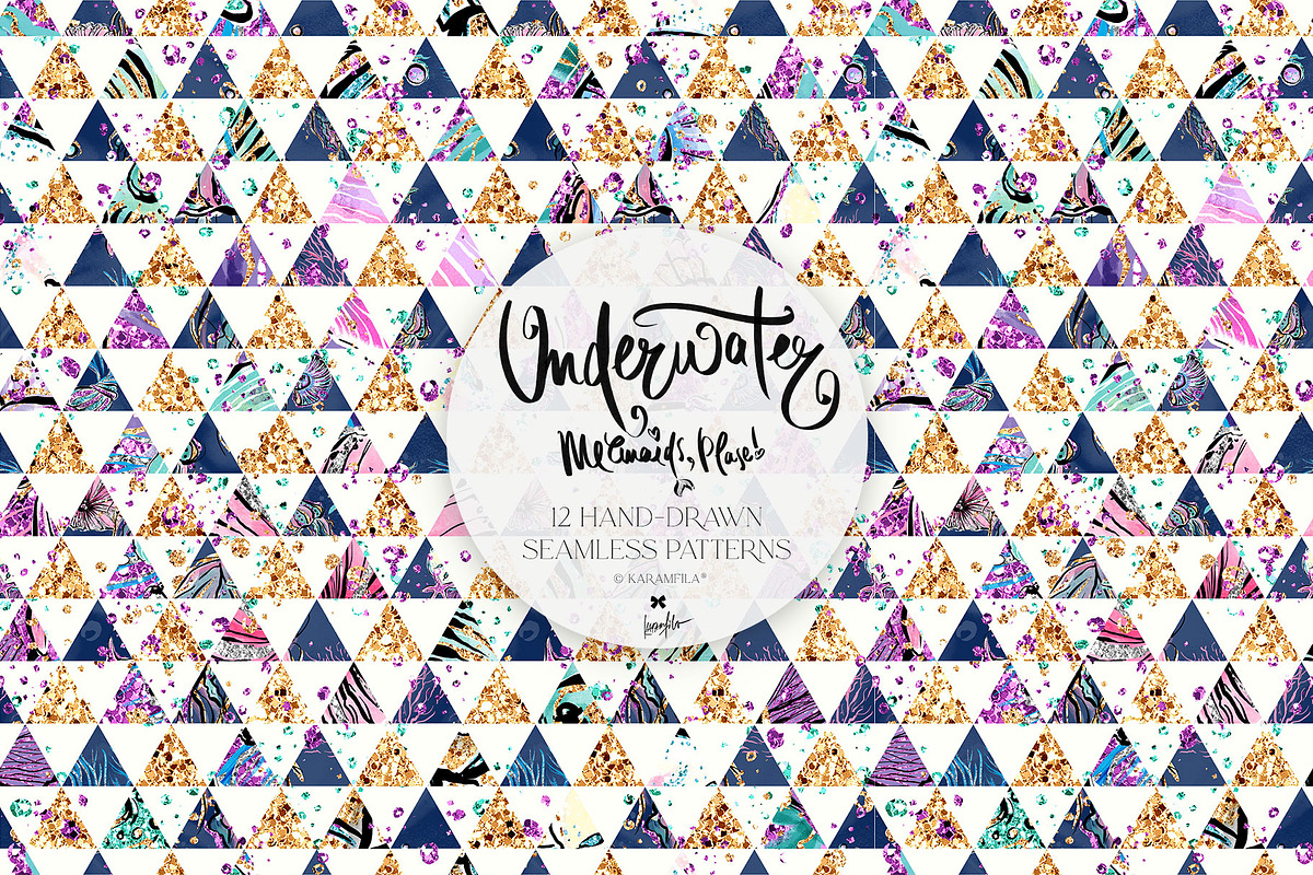 Underwater Glitter Seamless Patterns, a Pattern Graphic by KaramfilaS (Photo 8 of 15)