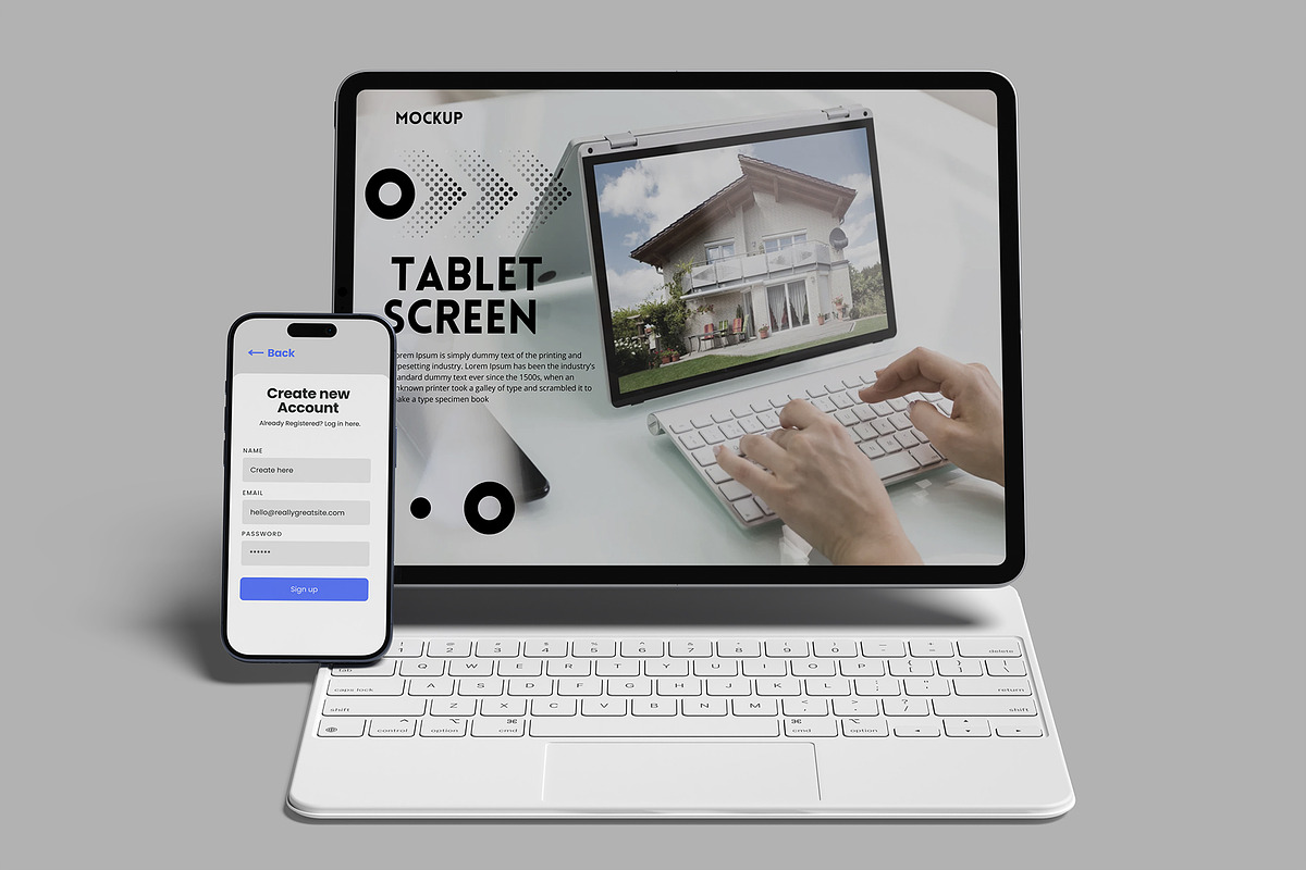 Tablet & Phone Screen Mockup, a Device Mockup by lamorastudio (Photo 3 of 11)