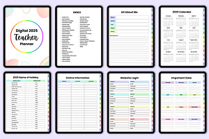 Digital 2025 Teacher Planner Rainbow