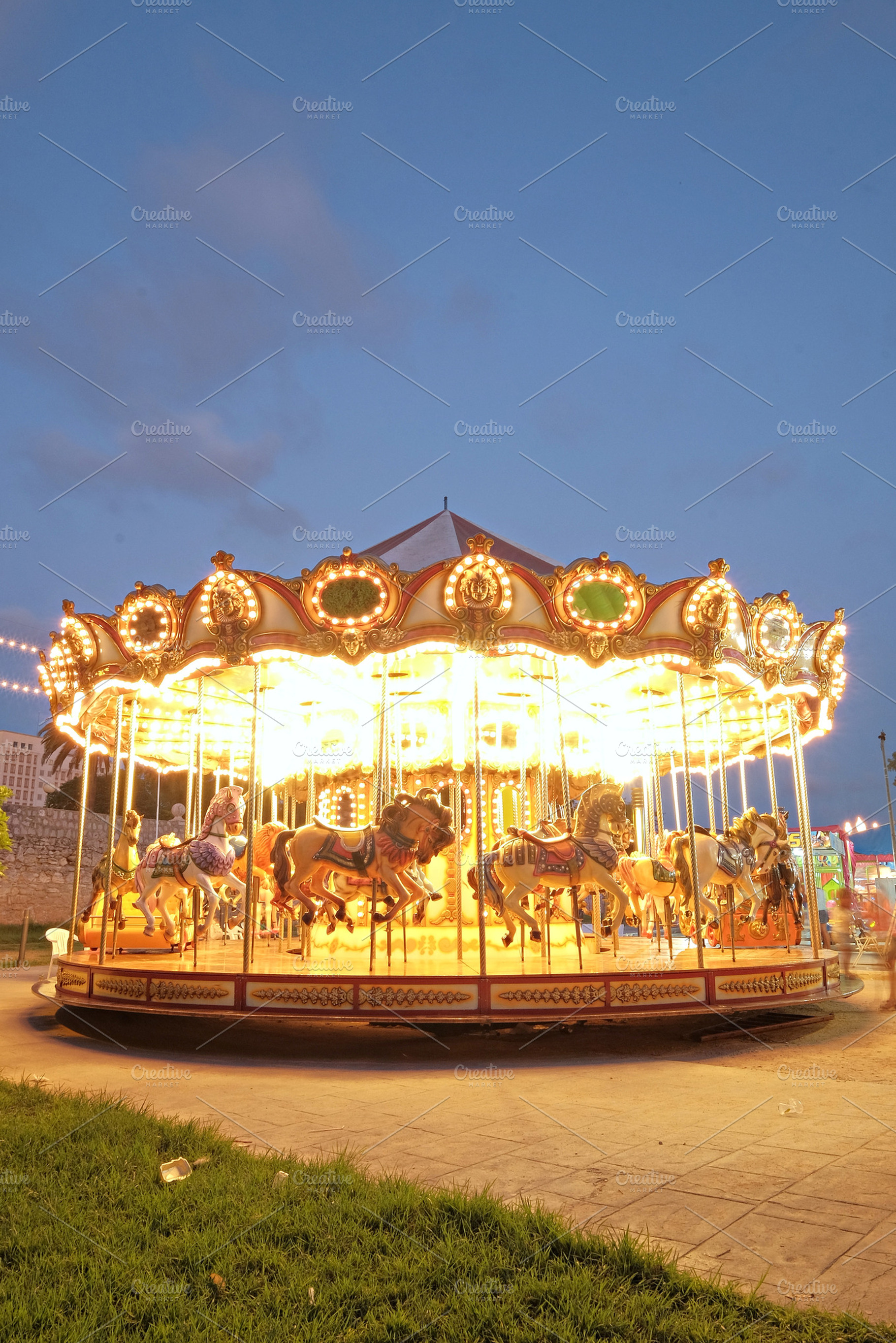 Vintage carousel containing carousel, amusement, and park, an Arts & Entertainment Photo by Kynamuia