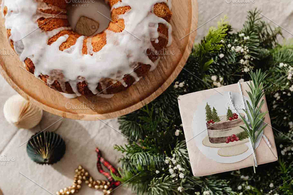 Farmhouse Christmas Watercolor Set, a Seasonal Illustration by BarvArt (Photo 22 of 28)