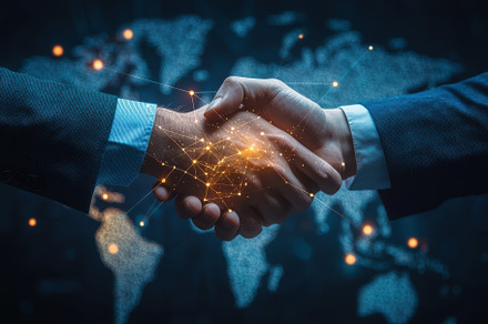 Global Business Partnership Handshak, a Background Photo by Pixeness