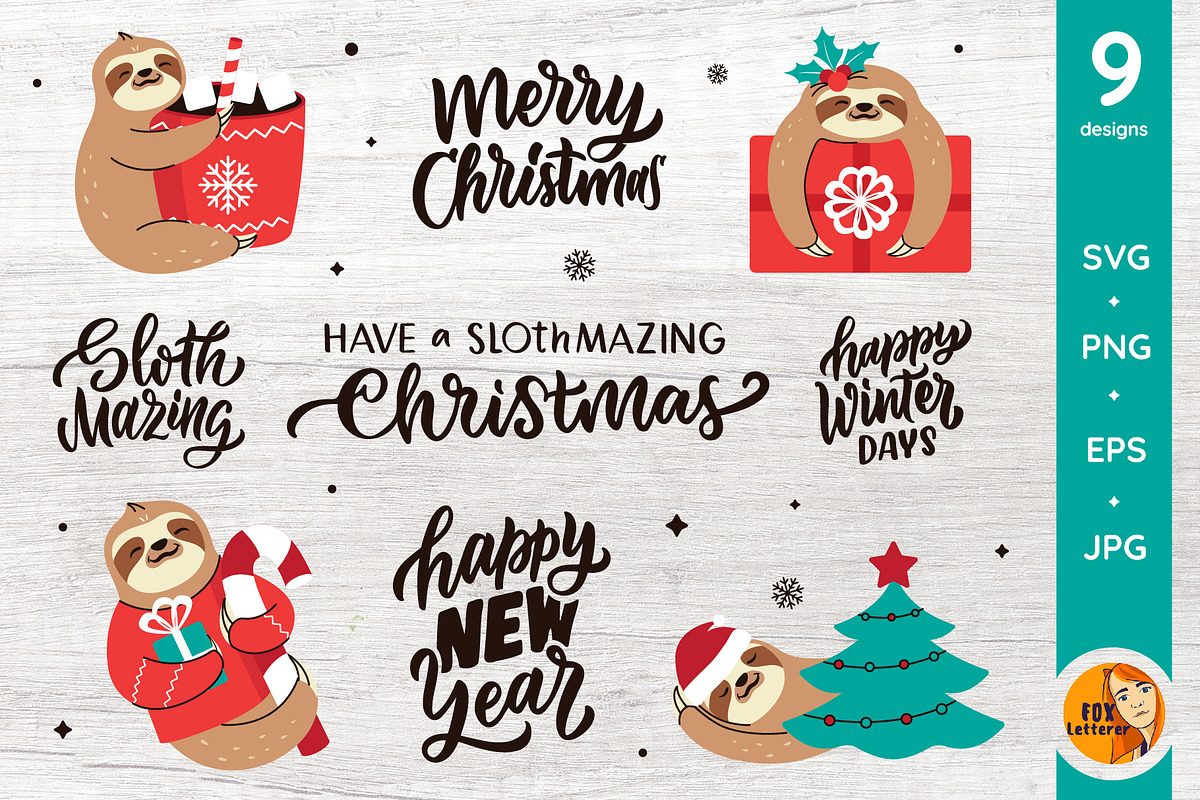 Cute Christmas Bundle, an Animal Illustration by Lettering_Logo (Photo 4 of 11)