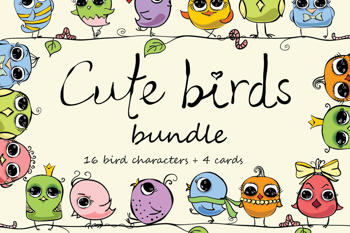 Cute Birds, an Animal Illustration by Virinaflora (Photo 1 of 4)