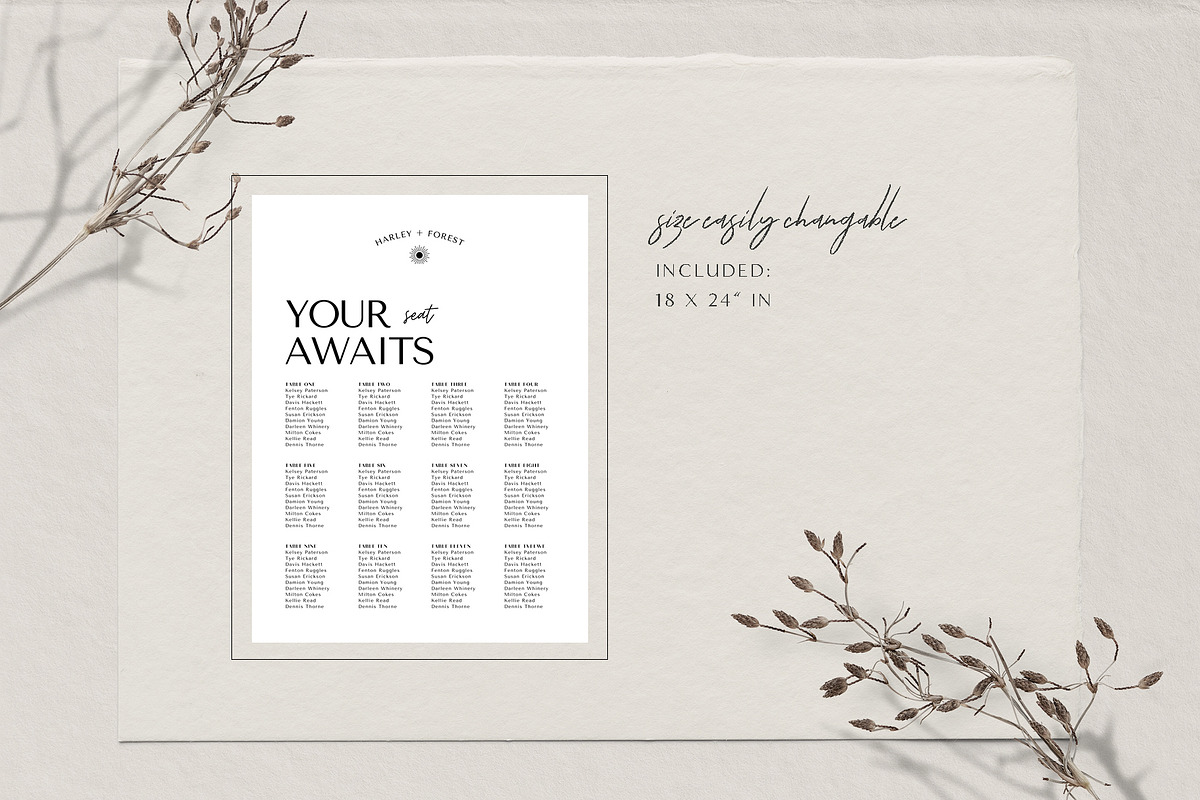 Elegant Seating Chart Template CANVA, an Invitation Template by StudioVonBraitenberg (Photo 3 of 4)