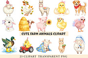 Cute Farm Animals Clipart, an Animal Illustration by cherrydesign (Thumbnail 1 of 3)