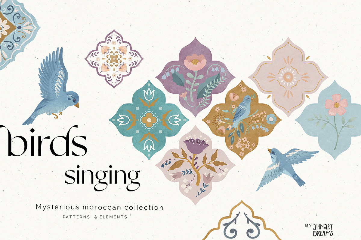 Birds singing. Moroccan collection, a Pattern Graphic by annartdreams (Photo 1 of 8)