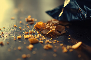 A bag of potato chips with crispy, a Photo by Pavel_design