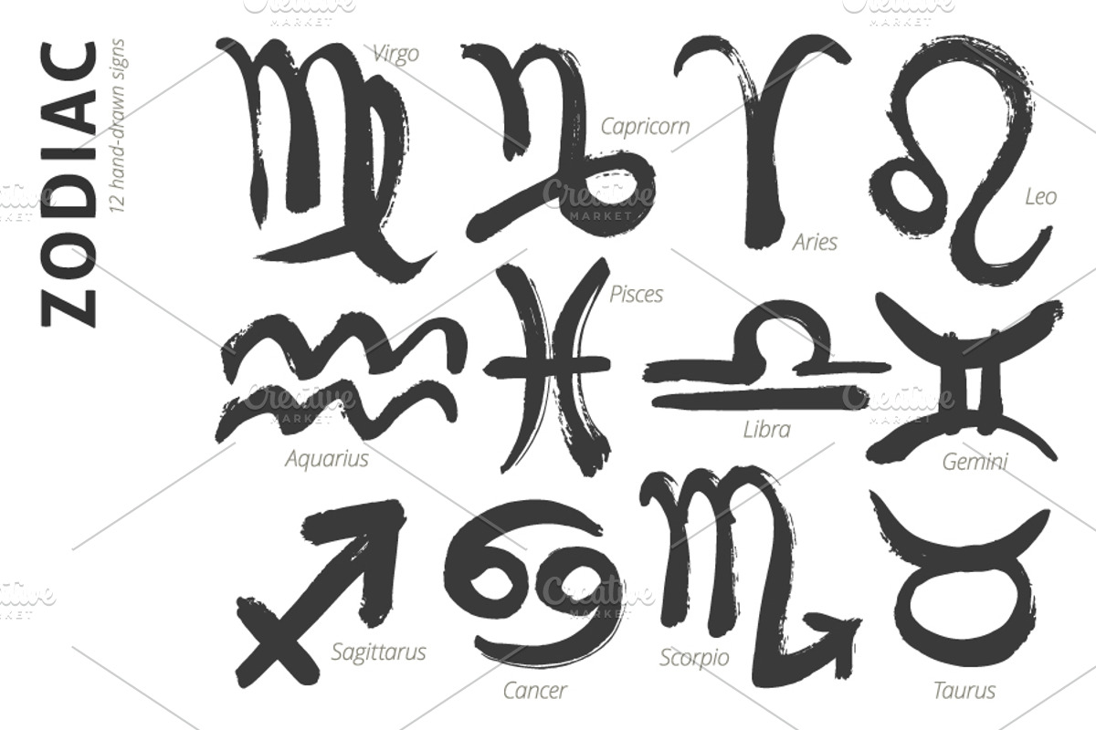 Hand-drawn zodiac signs, an Illustration by Youhhou (Photo 1 of 3)