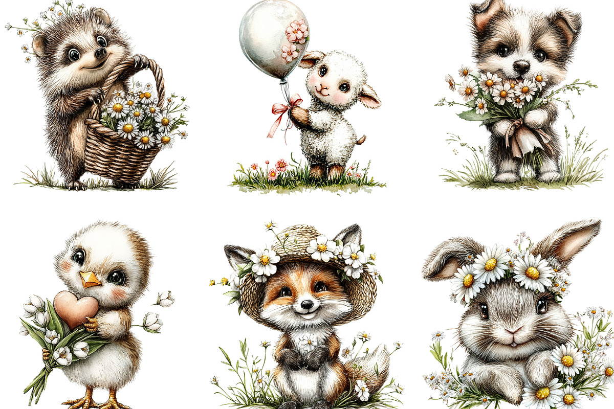 Whimsical Animals Spring Clipart, an Illustration by Designking (Photo 3 of 5)