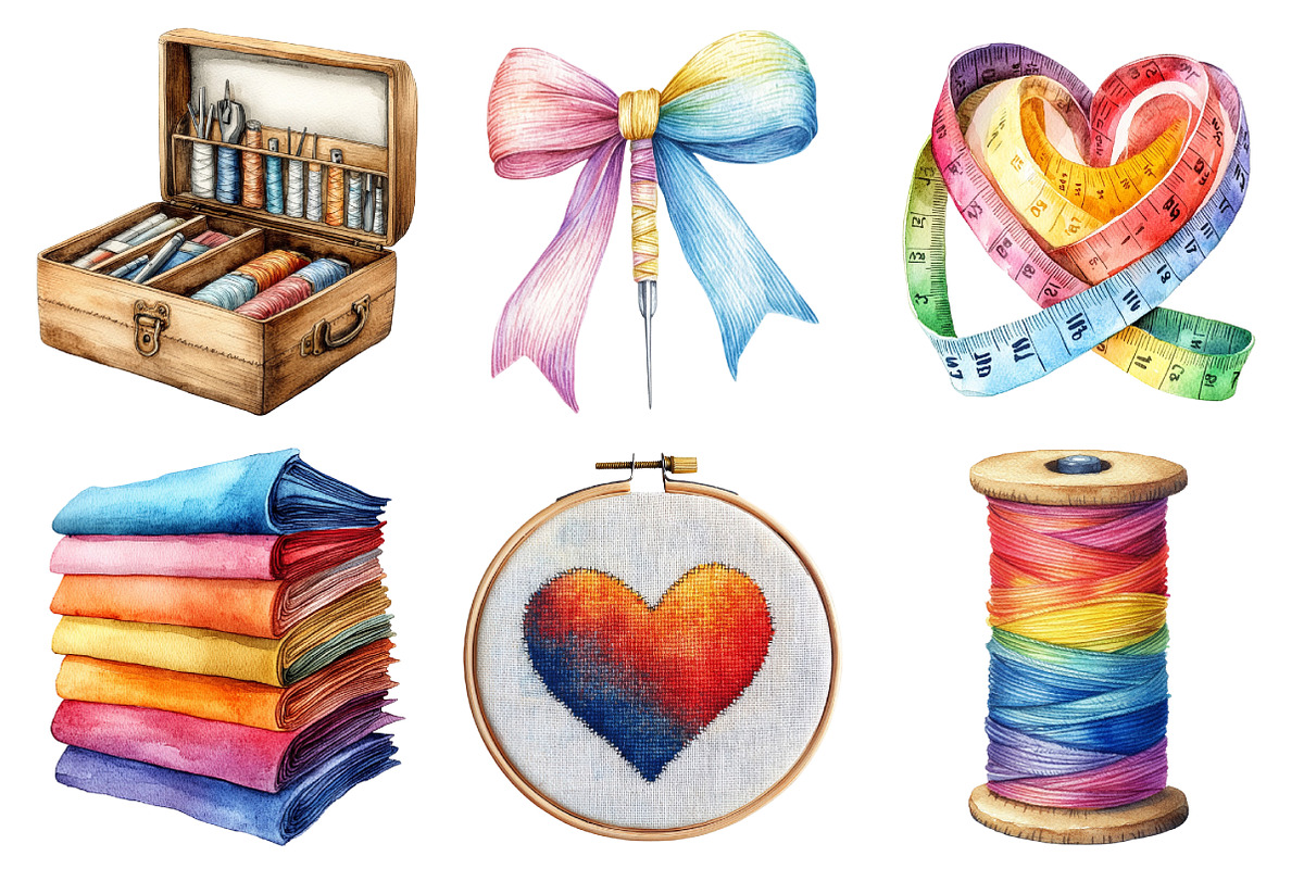Sewing Watercolor Collection Sublima, an Illustration by Daily.Designs (Photo 2 of 5)