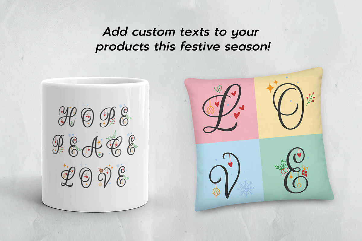 Christmas Colors Monogram Font, a Handwritten Font by Leah Design (Photo 3 of 10)