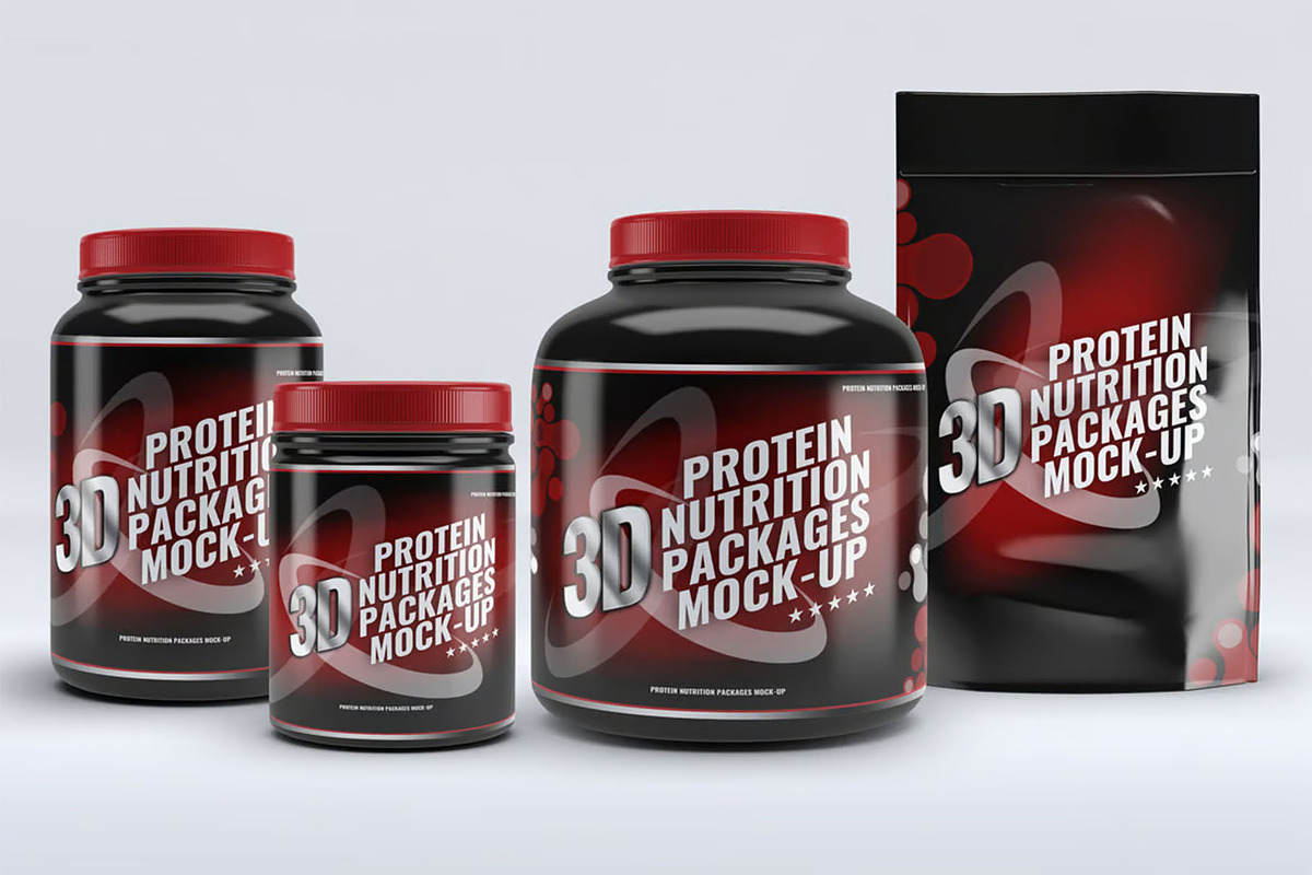 Sport Nutrition Packages Mock-Up, a Packaging Mockup by DesignRushMarket (Photo 4 of 7)