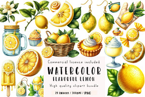 Watercolor Flavorful Lemon Clipart, an Illustration by CreationArt