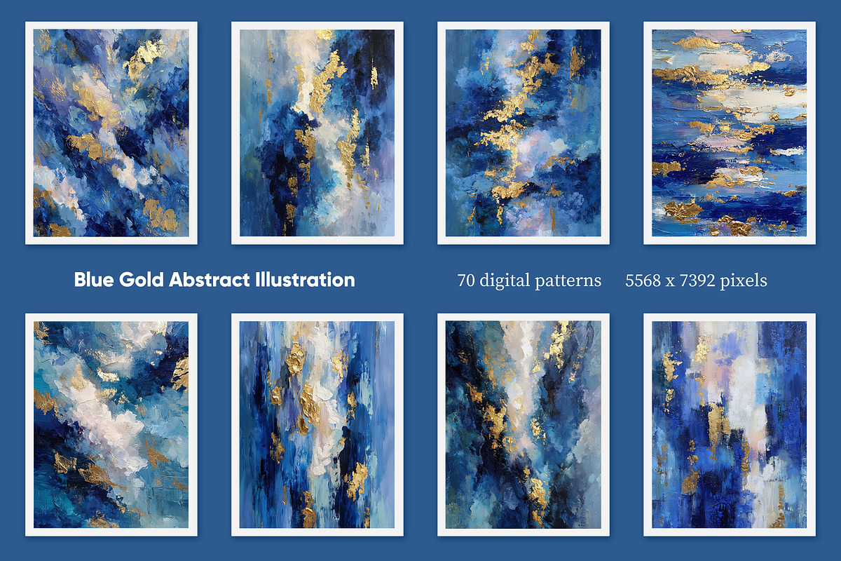 Blue Gold Abstract Illustration, a Decorative Illustration by Housui Patterns (Photo 3 of 12)