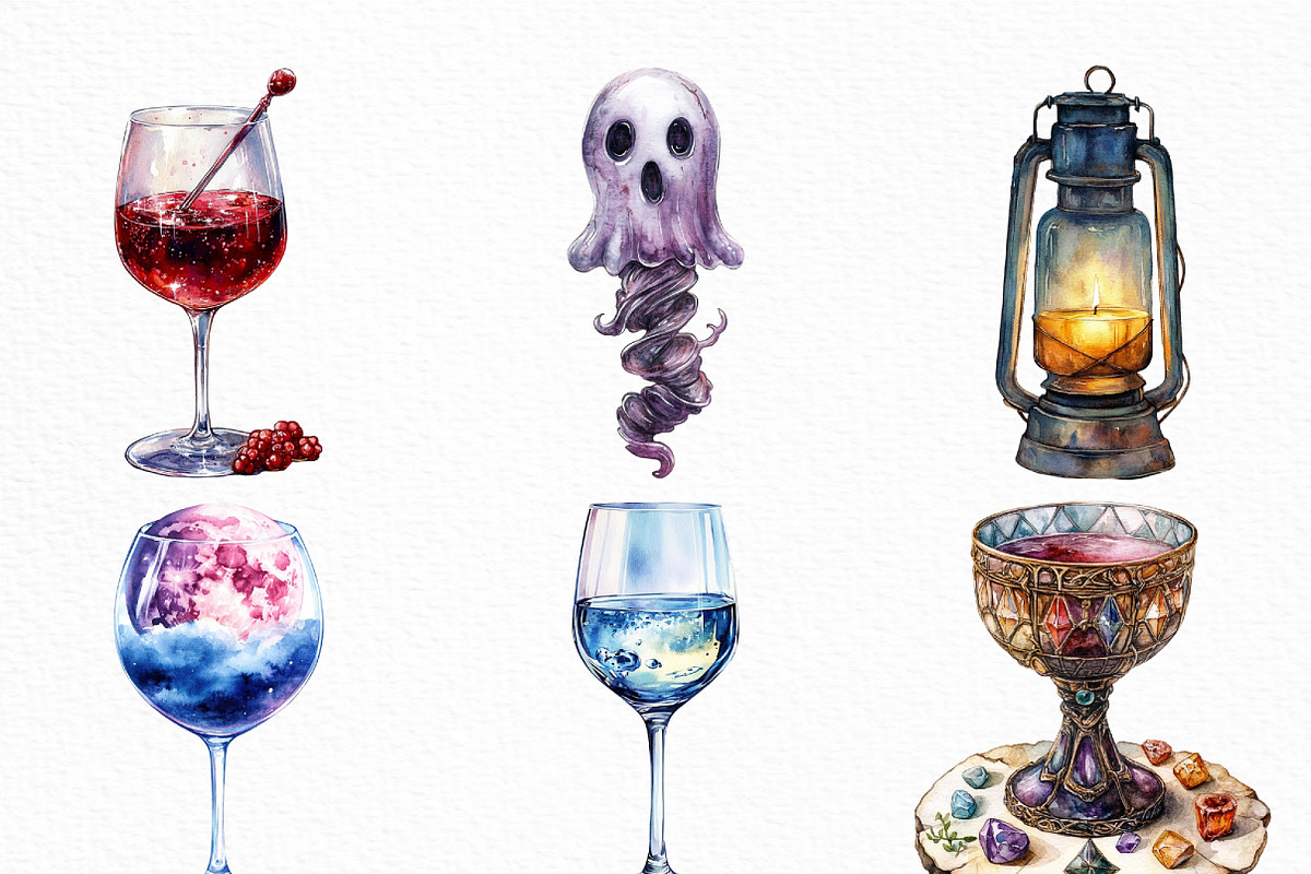 Watercolor Halloween Wine Tasting, an Illustration by Craft Nest (Photo 5 of 6)