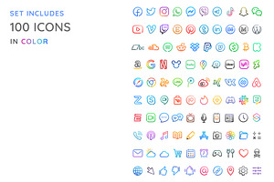 100 Minimalist App Icons / Black