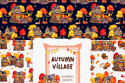 Autumn Village. Hand draw watercolor, an Object Illustration by ma_i_vi (Thumbnail 7 of 9)