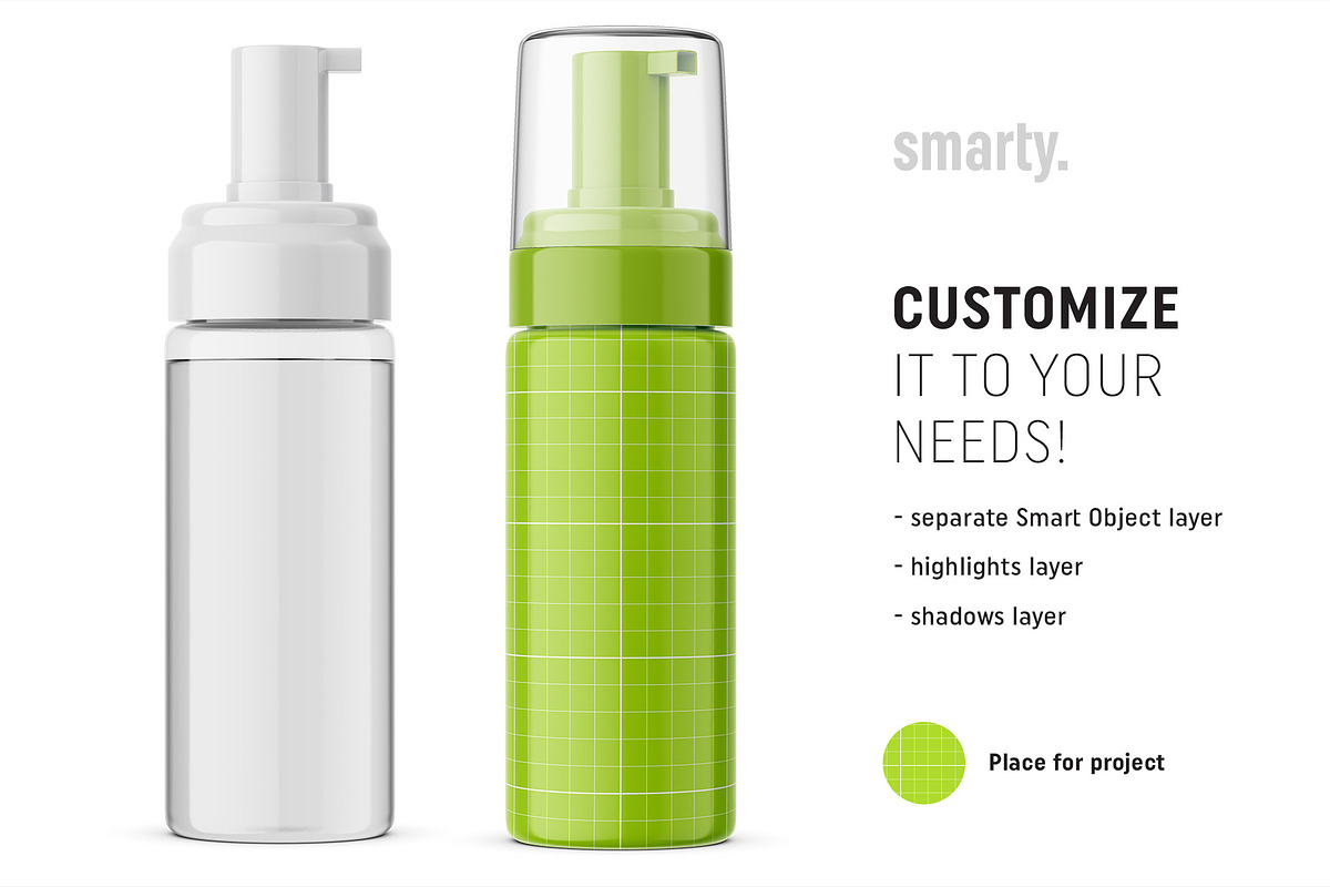 Foam bottle mockup / transparent, a Pens & Pencil Mockup by Smarty Mockups (Photo 2 of 5)