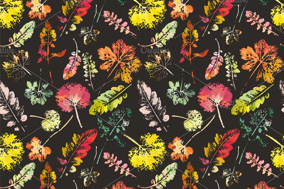2 watercolor leaves patterns, a Pattern Graphic by kizi (Photo 3 of 3)