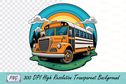 Retro School Bus Graphic PNG, a Transportation Illustration by Ghagra (Thumbnail 1 of 3)