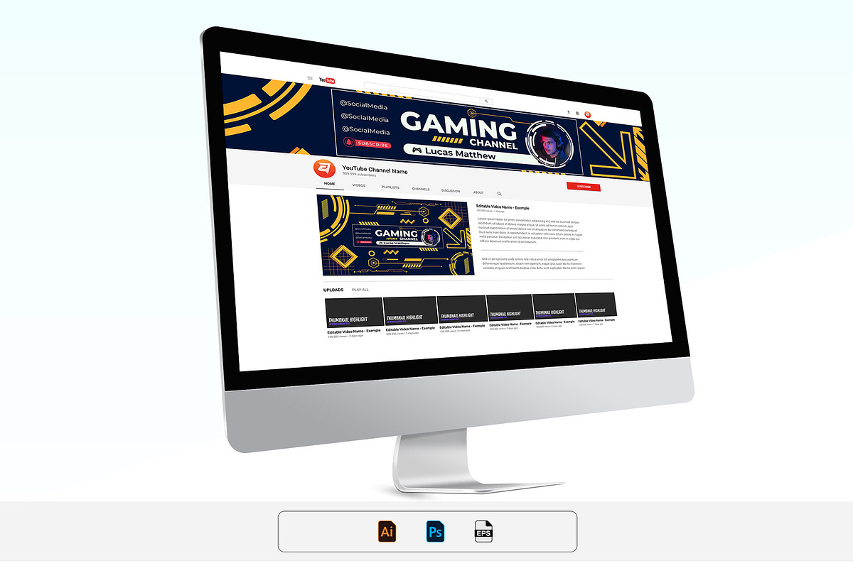 Gaming YouTube Cover Template, a Social Media Template by Artnivora.Std