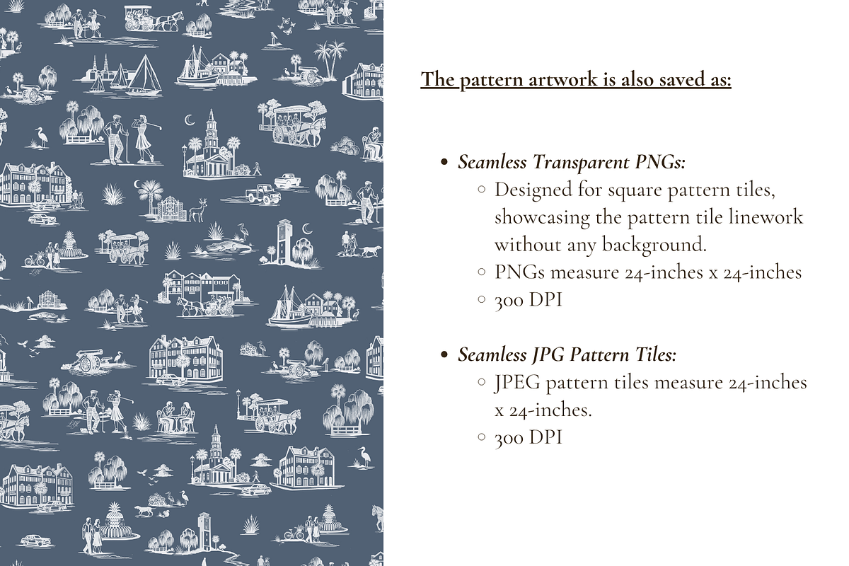 Charleston, SC Toile de Jouy Pattern, a Pattern Graphic by Hughes Studio (Photo 6 of 8)