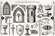 CASTLE STYLE vector graphic clip art, a Decorative Illustration by My Space Garden (Thumbnail 2 of 13)