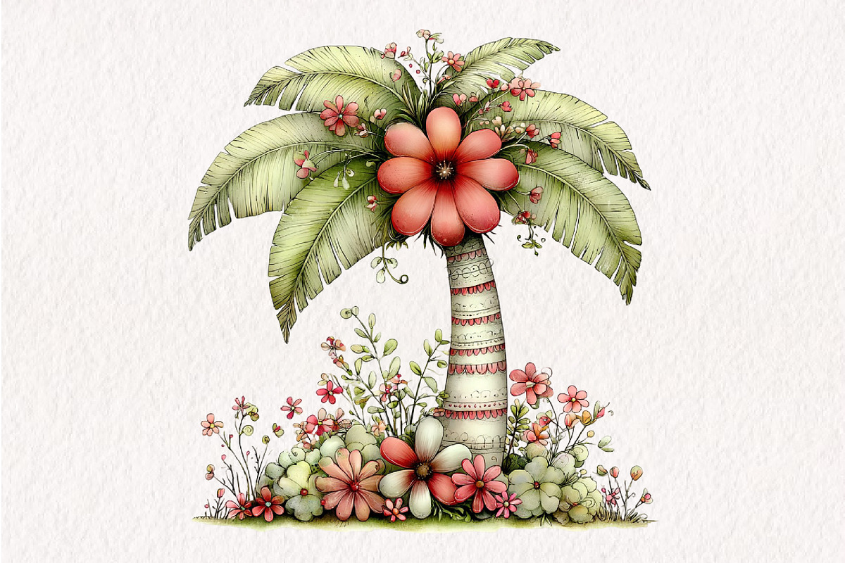 Whimsical Summer Palm Tree Clipart, an Illustration by CreationArt (Photo 10 of 10)