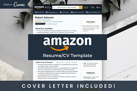 AMAZON Resume Template 2023 ATS CV